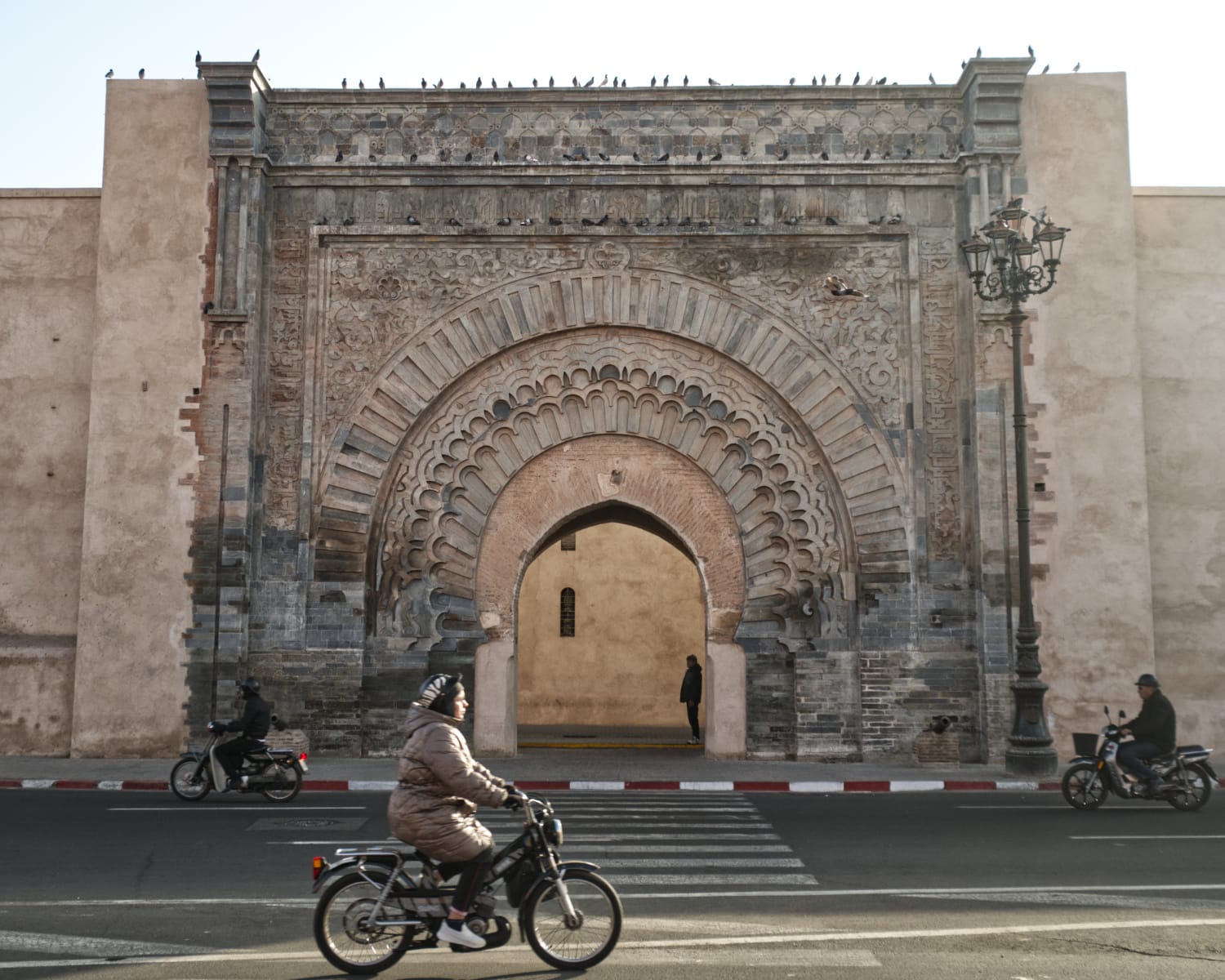 Bab Agnaou Gate, one of the best preserved gates in Marrakech. The gate was completed in the late 12th century and was originally used as a gate to the royal kasbah.